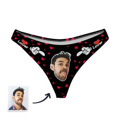 LOVER - Custom Photo Face Thong Panties for Women | Personalised Underwear Gift