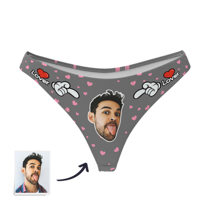 LOVER - Custom Photo Face Thong Panties for Women | Personalised Underwear Gift
