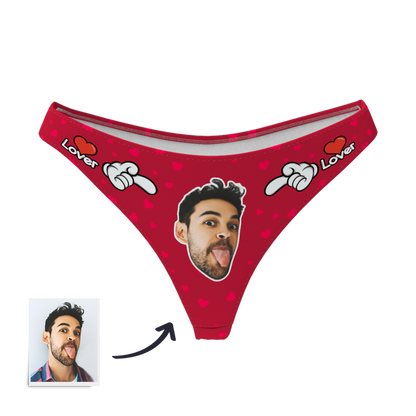 LOVER - Custom Photo Face Thong Panties for Women | Personalised Underwear Gift
