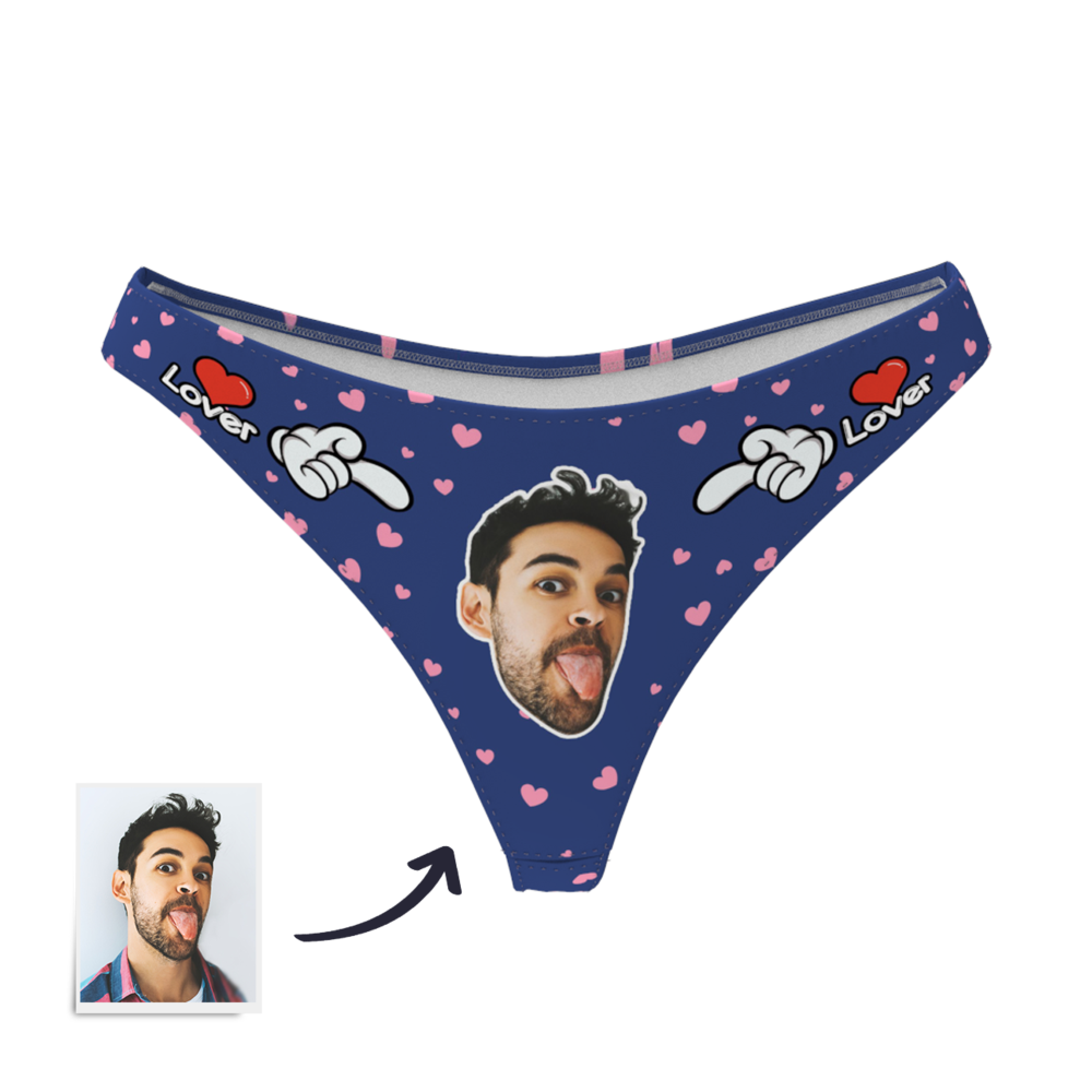LOVER - Custom Photo Face Thong Panties for Women | Personalised Underwear Gift