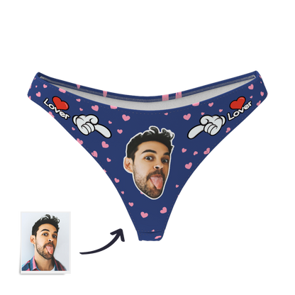 LOVER - Custom Photo Face Thong Panties for Women | Personalised Underwear Gift