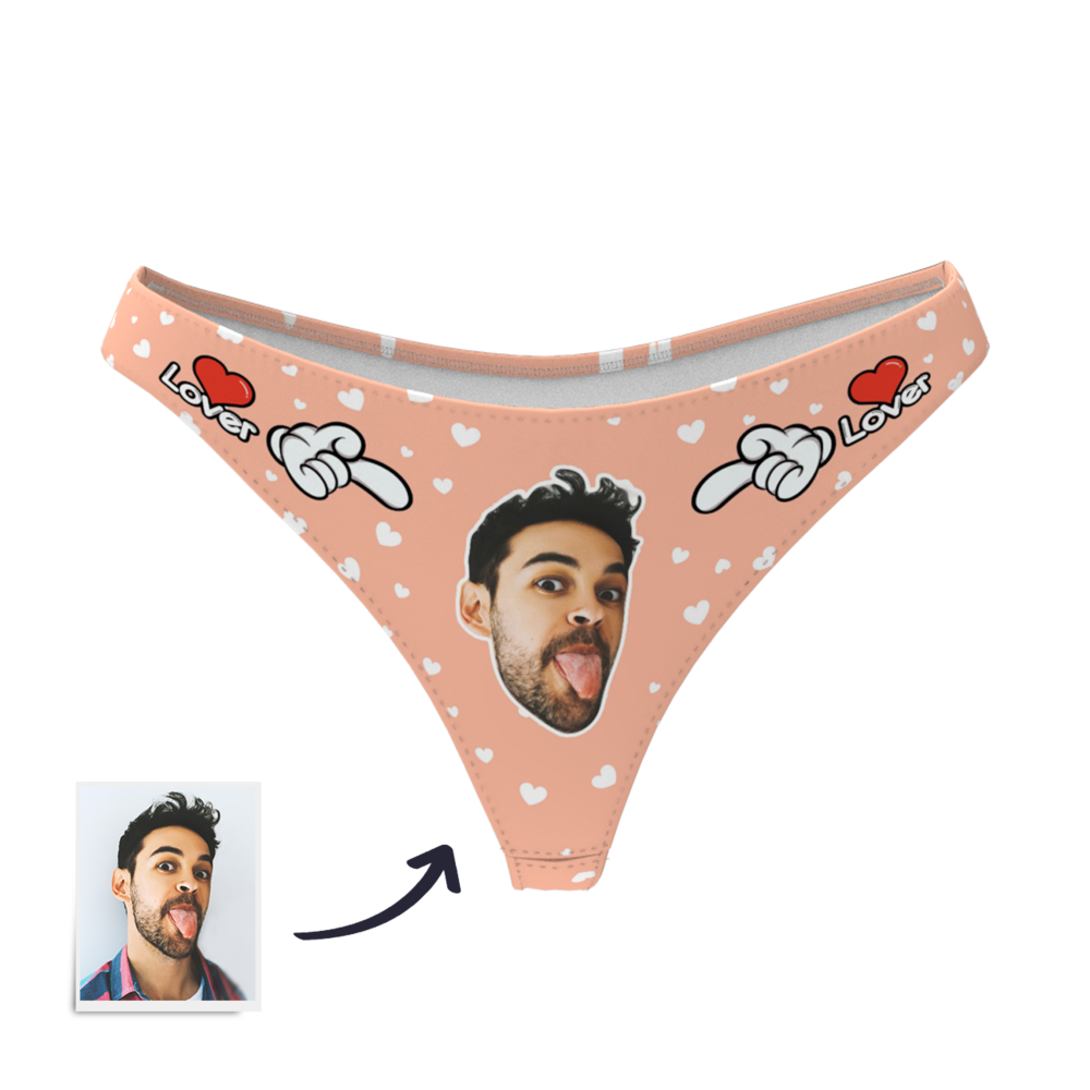 LOVER - Custom Photo Face Thong Panties for Women | Personalised Underwear Gift