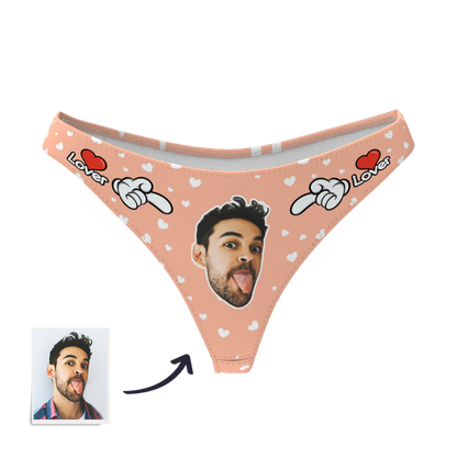 LOVER - Custom Photo Face Thong Panties for Women | Personalised Underwear Gift