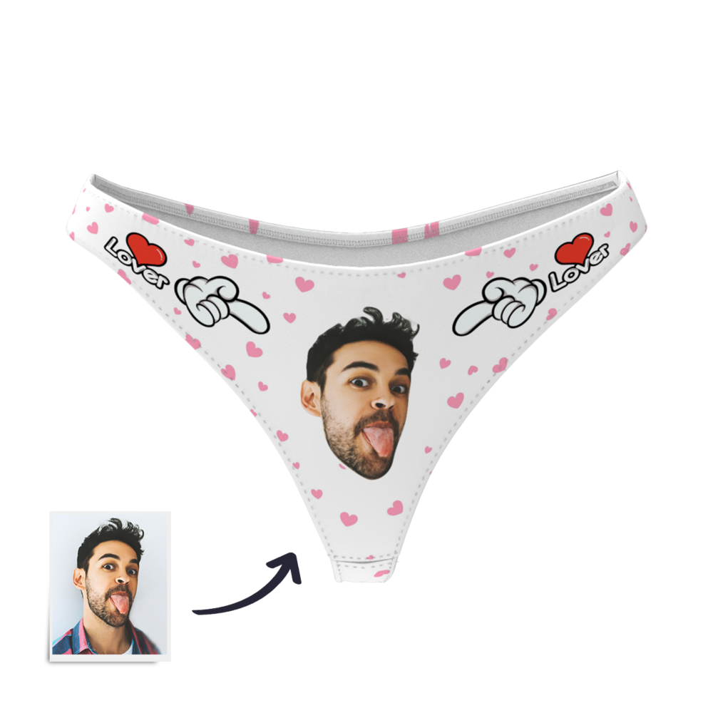 LOVER - Custom Photo Face Thong Panties for Women | Personalised Underwear Gift