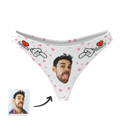 LOVER - Custom Photo Face Thong Panties for Women | Personalised Underwear Gift