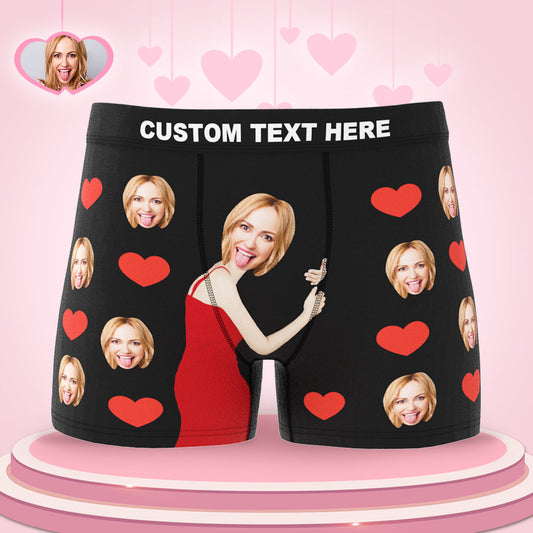 Personalised face boxer shorts with love-heart design — custom funny anniversary gift for him