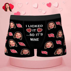 Custom Face Boxer I Licked It So It's Mine Underwear Valentine's Day Gift for Boyfriend