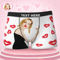 Close-up of personalised face boxers showing high-definition face print and heart lips — customised underwear gift for husband or boyfriend