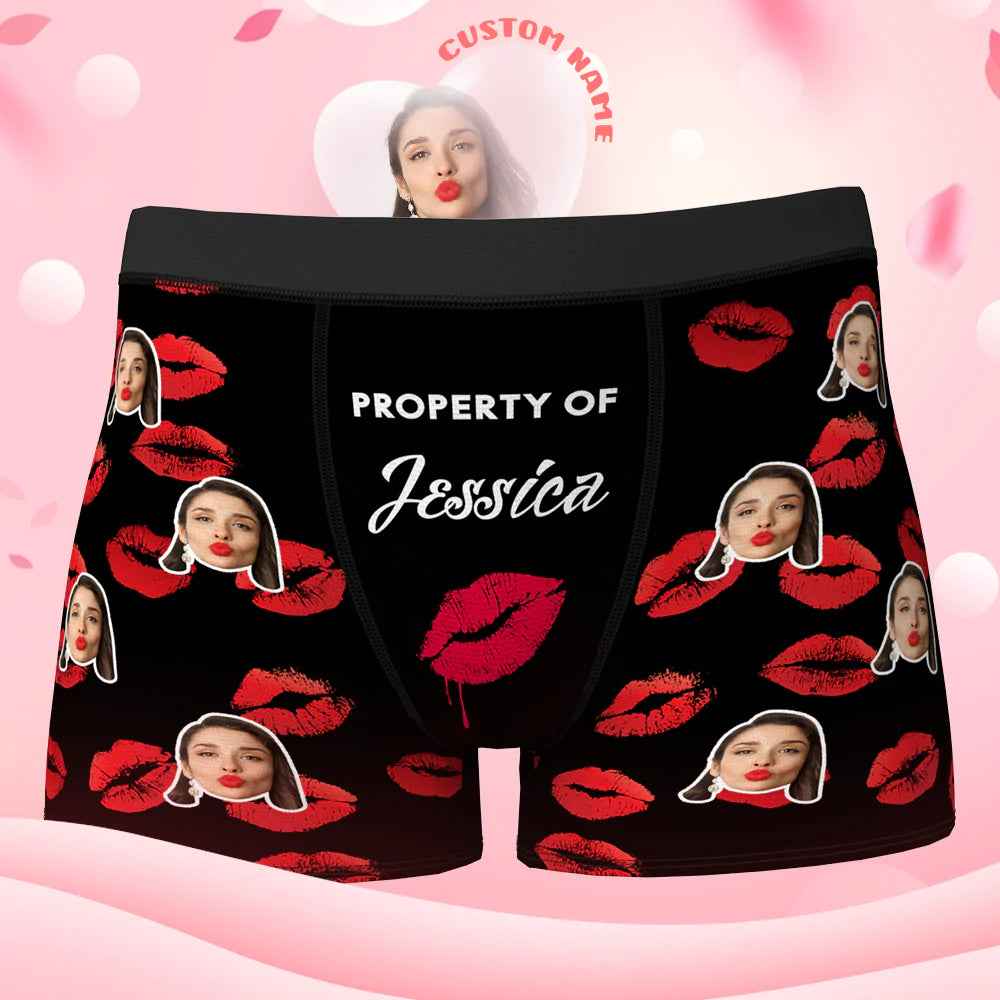 Custom Face Boxer Shorts Personalised Photo Boxer Shorts Valentine's Day Gifts for Him - Property of Your Lover