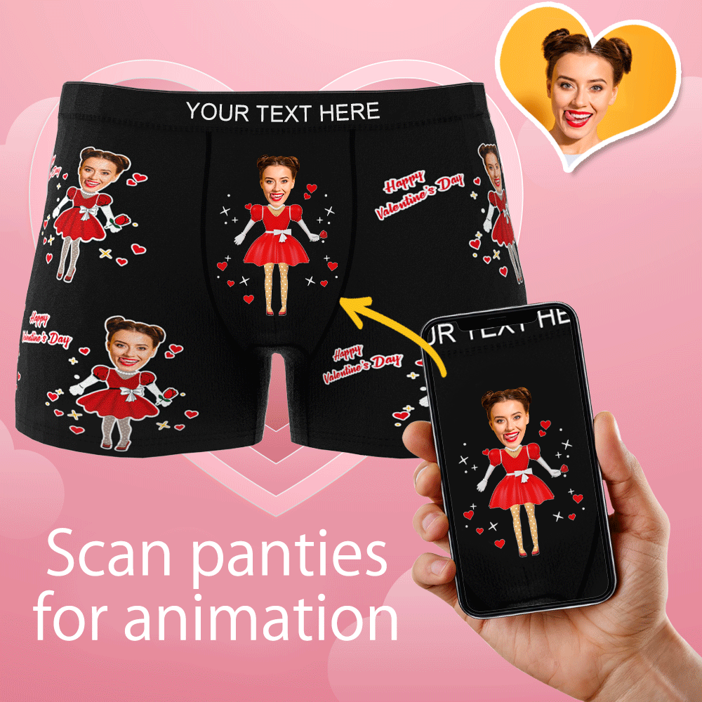Custom Photo Boxer Men's Heart Face Underwear Couple Gifts AR View - PhotoOnGifts