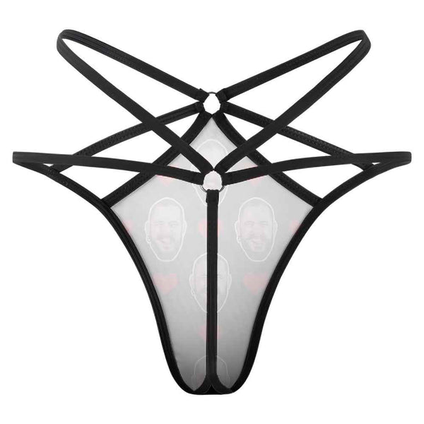 Custom Face Thong Red Heart Funny Sexy Thongs Personalized Gift for Her
