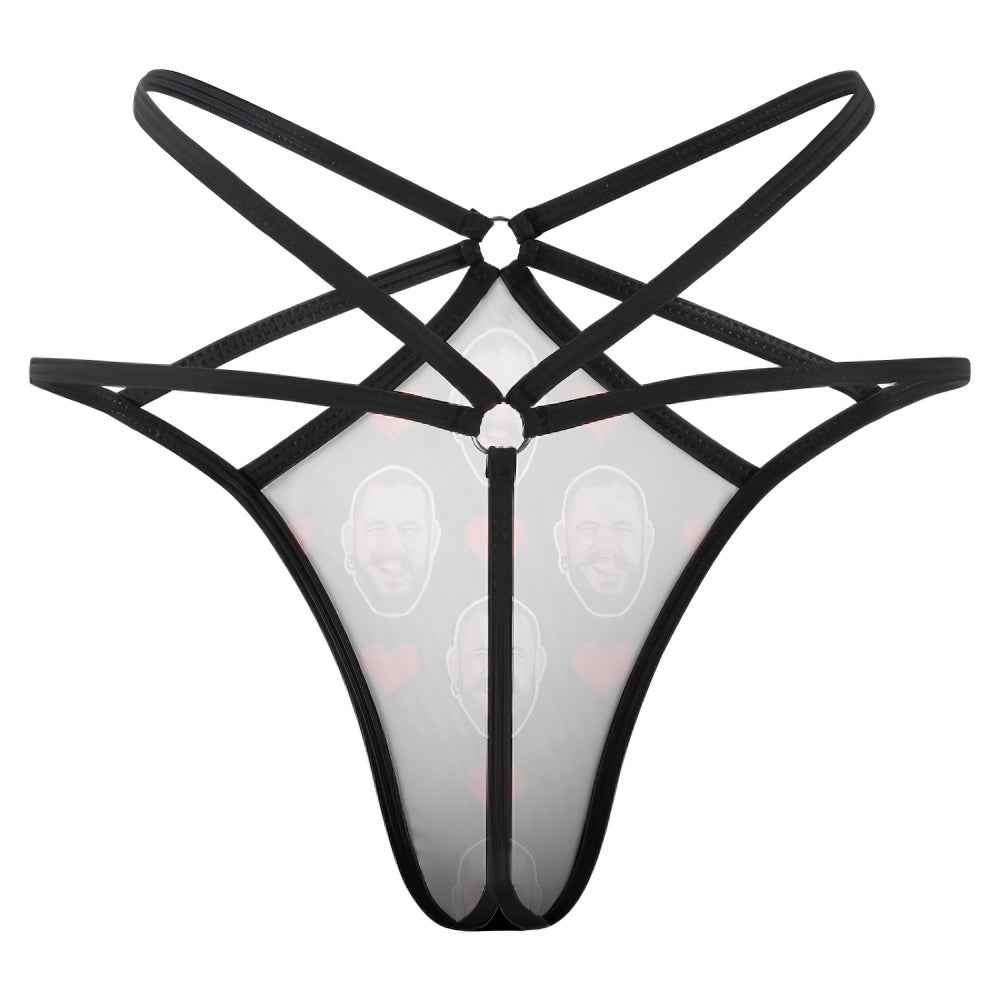 Custom Face Thong Red Heart Funny Sexy Thongs Personalized Gift for Her