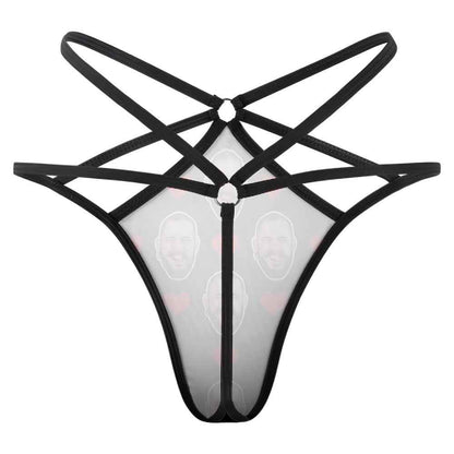 Custom Face Thong Red Heart Funny Sexy Thongs Personalized Gift for Her