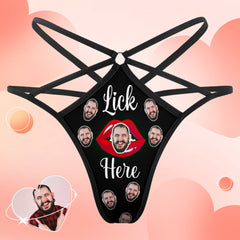 Personalised Face Thong with Red Kiss - Custom Photo Underwear Gift for Her