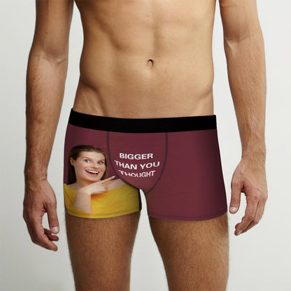 Selection of personalised boxer shorts colour options displayed to showcase custom photo printing and custom text choices for gifting occasions