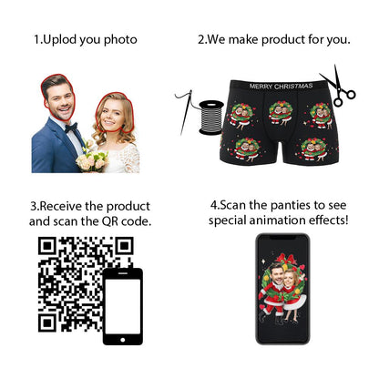 Animated close-up of personalised panties with printed face — novelty Christmas gift for couples with high‑resolution all‑over print