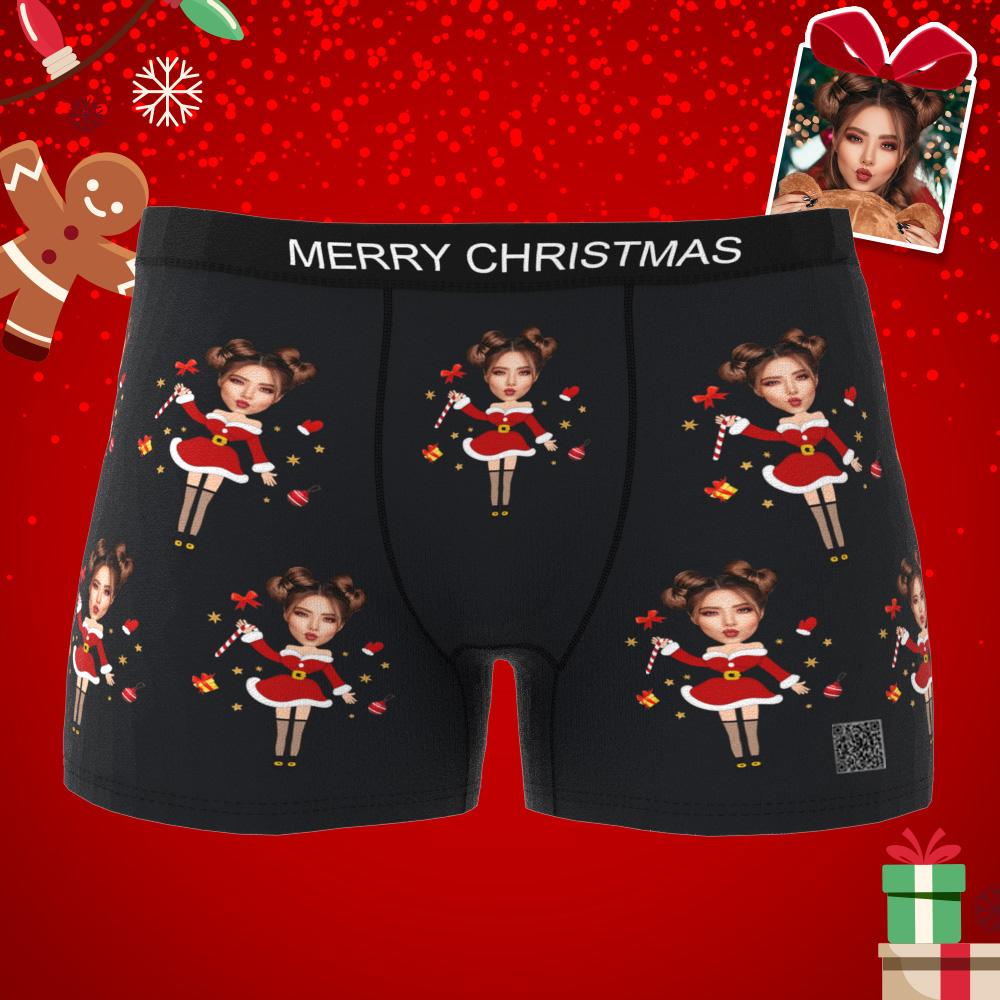 Model showcasing personalised photo panties paired with boxers for a coordinated custom photo boxer set — ideal personalised photo gifts for couples