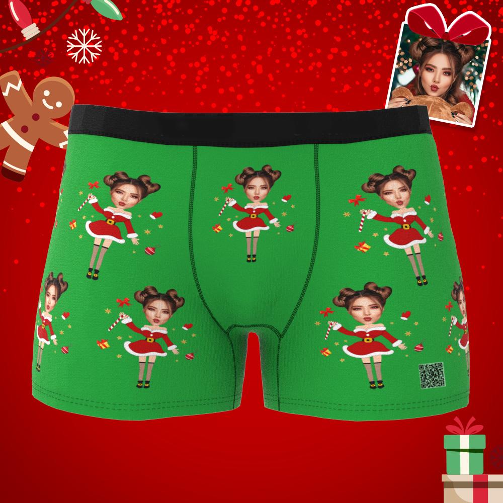 Side view of custom photo boxer highlighting stretch elastic waistband and soft polyester fabric — comfortable custom face underwear