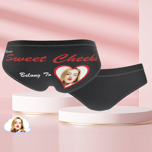 Personalised photo heart underwear – light-grey custom face briefs with a heart-shaped photo print on the front, vibrant colour print and soft elastic waistband