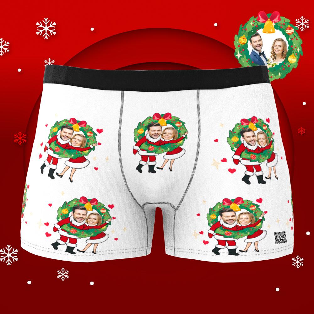 Close‑up of elastic waistband and stitching on personalised boxers — comfortable fit for custom couple underwear