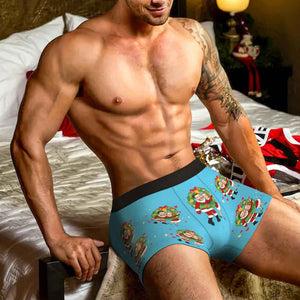 Custom Photo Boxer Face Underwear Double Santa Claus Couple Gifts Christmas Gift AR View