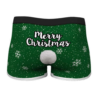 Green Custom Face Christmas Underwear — men's personalised boxers with bold photo print on green fabric, comfy waistband and stretchy fit