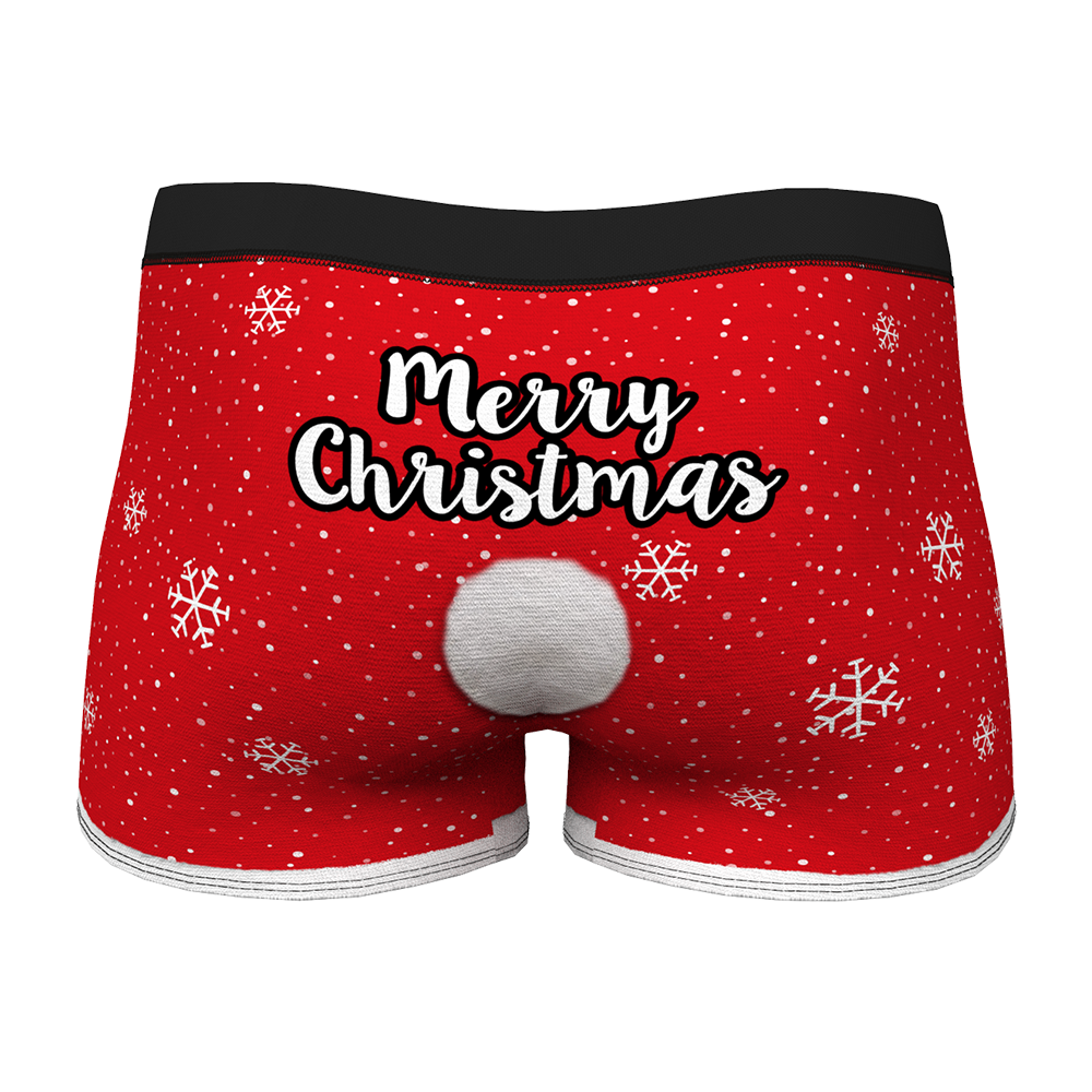 Red Custom Face Christmas Underwear — men's personalised boxers with vibrant photo print on red fabric, ideal personalised gift