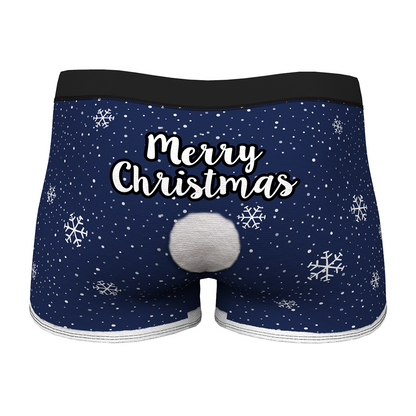 Smoky blue Custom Face Christmas Underwear — men's personalised boxers with subtle blue tone and full-photo custom print, perfect personalised present