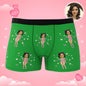 Close-up of printed photo face on Catwoman boxers demonstrating precise cutout by in-house design team — personalised face boxers