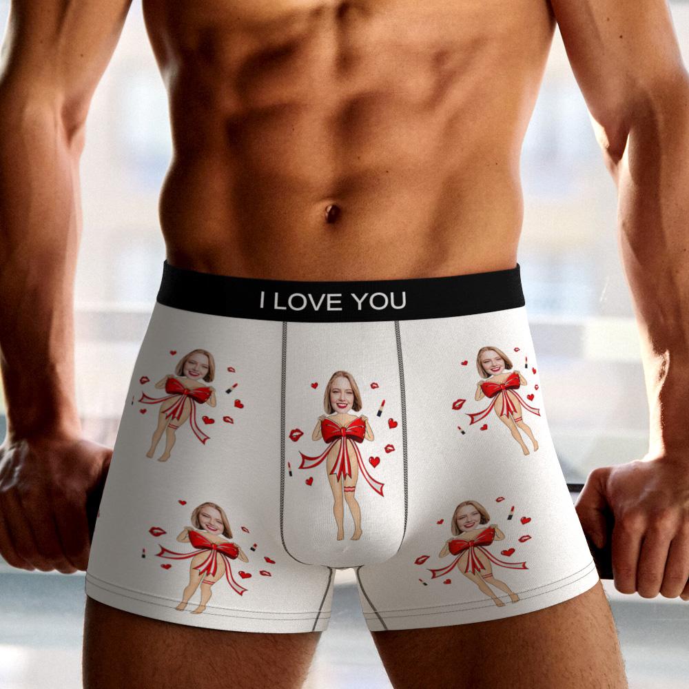 Side view of personalised photo boxers highlighting smooth fleece finish and durable, non-fade custom print