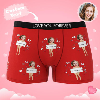 Gift presentation of personalised photo boxers with vivid, non-fading print — ideal for novelty and personalised face gifts