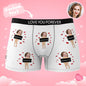 Pair of personalised men's boxers displayed to show comfortable fit, soft fabric and quality print