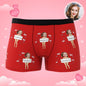 Gift-ready personalised photo boxer displayed with packaging — ideal novelty gift for Valentine's Day or groomsmen