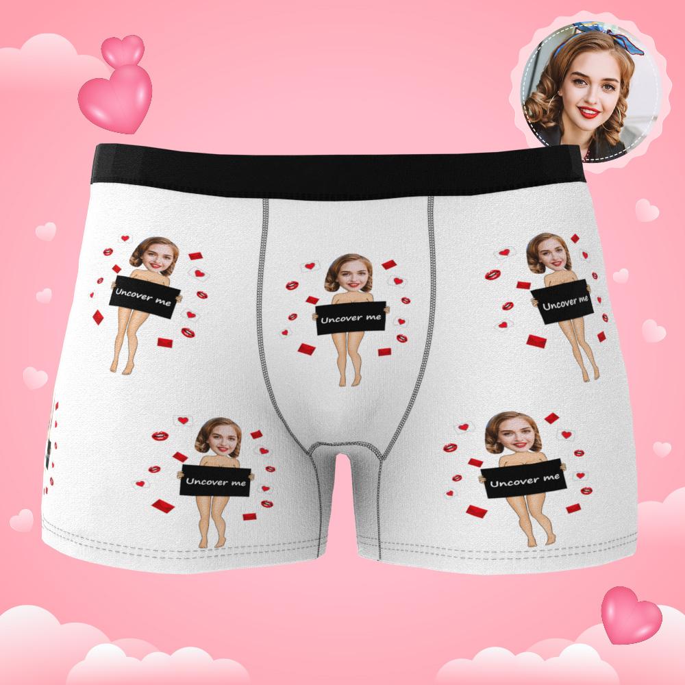 Lifestyle shot of personalised Custom Photo Boxer worn as a cheeky, memorable present for husband or boyfriend