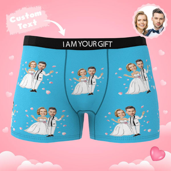 Custom Photo Boxer Shorts | Personalised Wedding Underwear Gift For Him | AR View