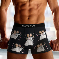 Custom Photo Boxer Shorts | Personalised Wedding Underwear Gift For Him | AR View