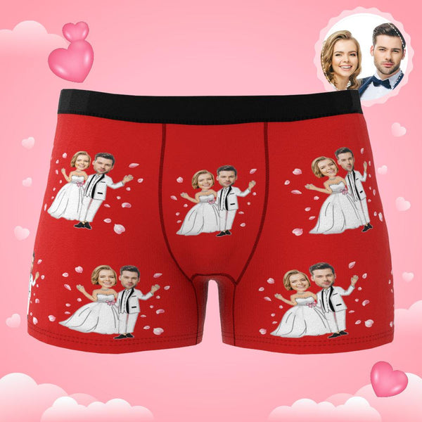 Custom Photo Boxer Shorts | Personalised Wedding Underwear Gift For Him | AR View