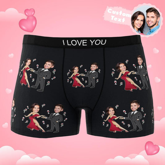 Front view of Custom Face Boxer Briefs with Dancing Couple print – personalised men's underwear (AR view)