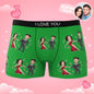 Flat‑lay personalised men's underwear with Dancing Couple photo print – available in multiple colours