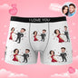 AR preview on smartphone showing Custom Face Boxer Briefs with Dancing Couple design – personalised underwear mockup