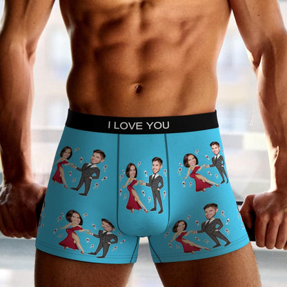 Gift presentation of personalised Dancing Couple boxer briefs – ideal wedding, anniversary or Valentine's gift