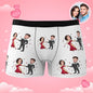 Colour options display for personalised boxer briefs – black, white, red, blue and green available