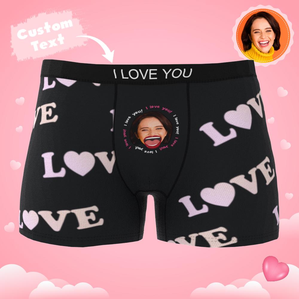 Custom Photo Boxer close-up demonstrating clear facial crop and premium print technique – perfect gifts for boyfriend