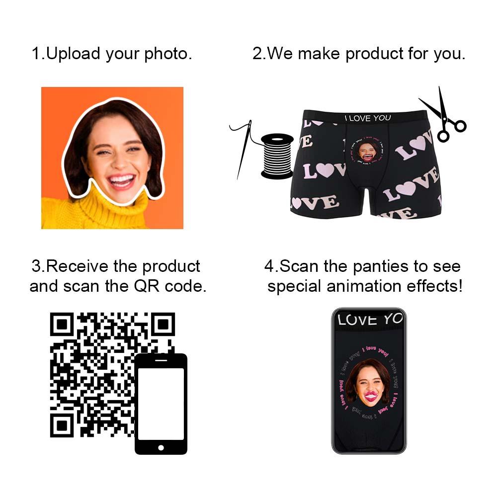 Close-up of black personalised face boxers showing vibrant print and soft elastic waistband – gifts for boyfriend