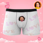 Lifestyle image of Custom Photo Boxer ‘Kiss’ worn as novelty gift, perfect for anniversaries or Valentine’s Day