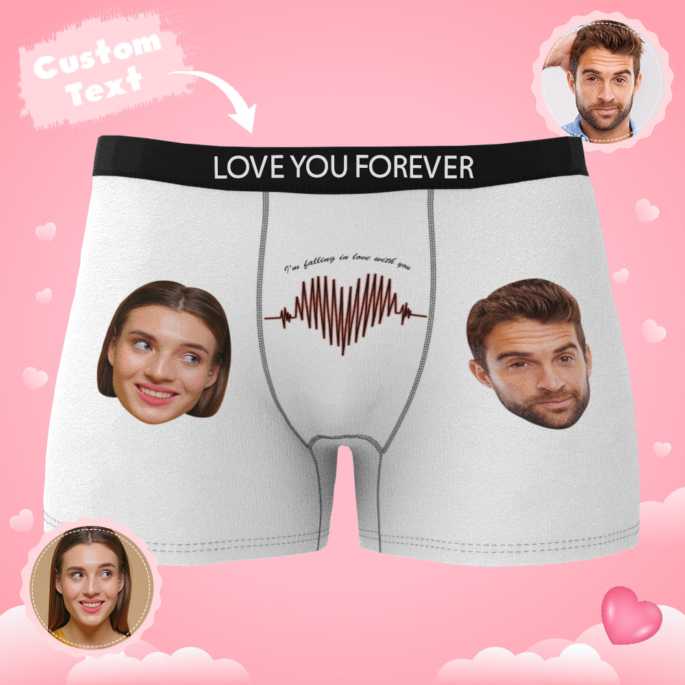 Detail image of the ECG print on personalised boxer shorts, showcasing AR-enabled animation area and high-quality printing — AR underwear, funny gift.
