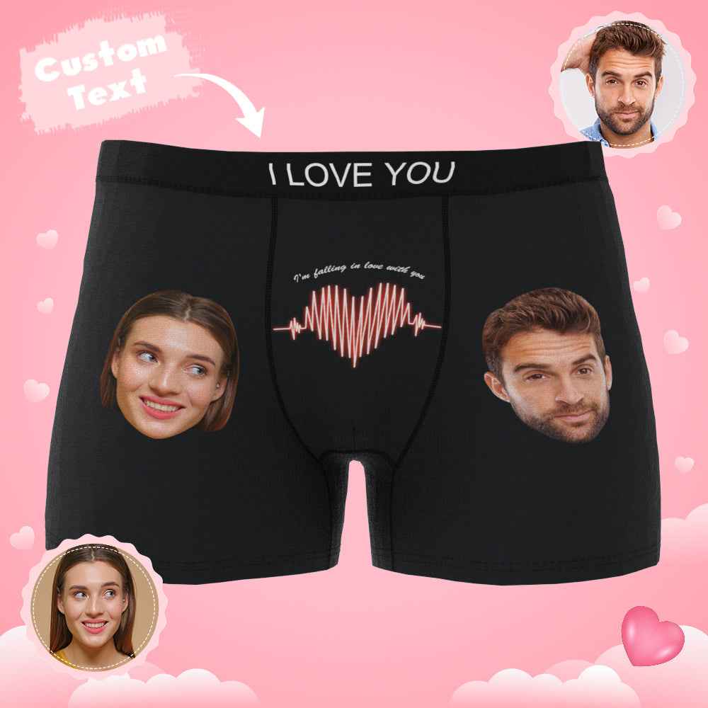Custom Photo Boxer Electrocardiogram Underwear Men's Underwear Gift For Boyfriend AR View