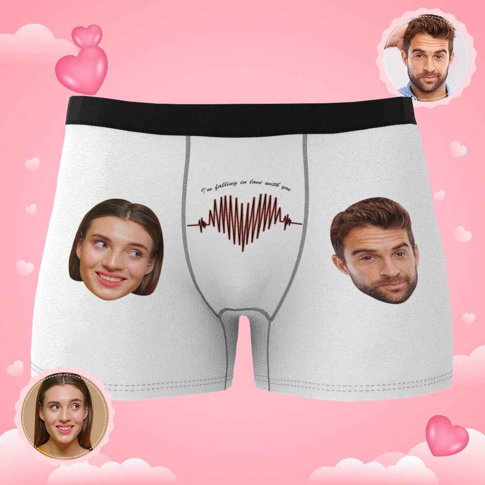 Custom Photo Boxer Electrocardiogram Underwear Men's Underwear Gift For Boyfriend AR View