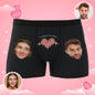 Packshot of personalised photo boxer shorts featuring a custom face within an ECG motif — ideal personalised gift for boyfriend or partner.