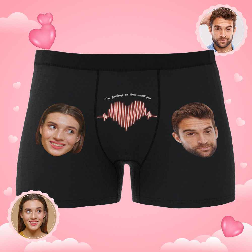 Custom Photo Boxer Electrocardiogram Underwear Men's Underwear Gift For Boyfriend AR View